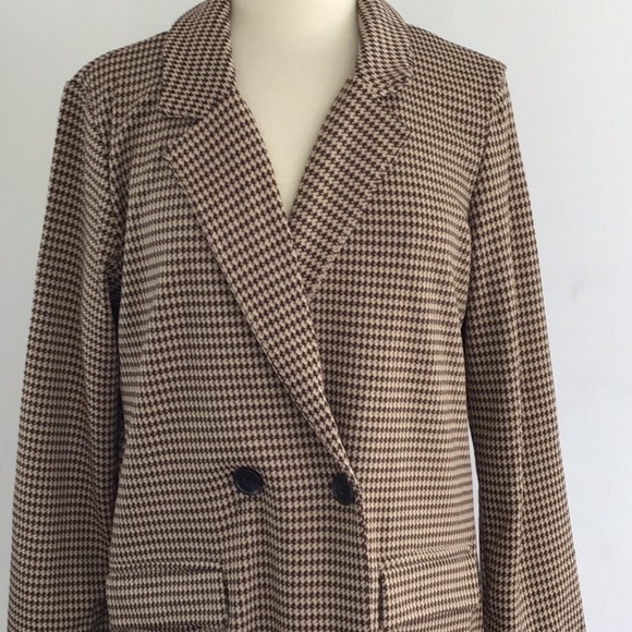 Philosophy brown houndstooth dbl breasted  long blazer. M NWT belt not included - Picture 3 of 9